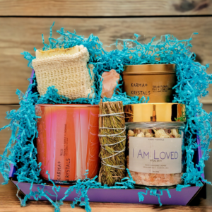 Self Care Bundle, self care routine, coconut soy candle, soap, herbal tea