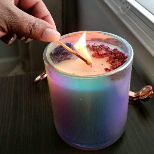 karma and krystals, intention candles, zodiac candles, intention bath, sugar scrub, coffee scrub